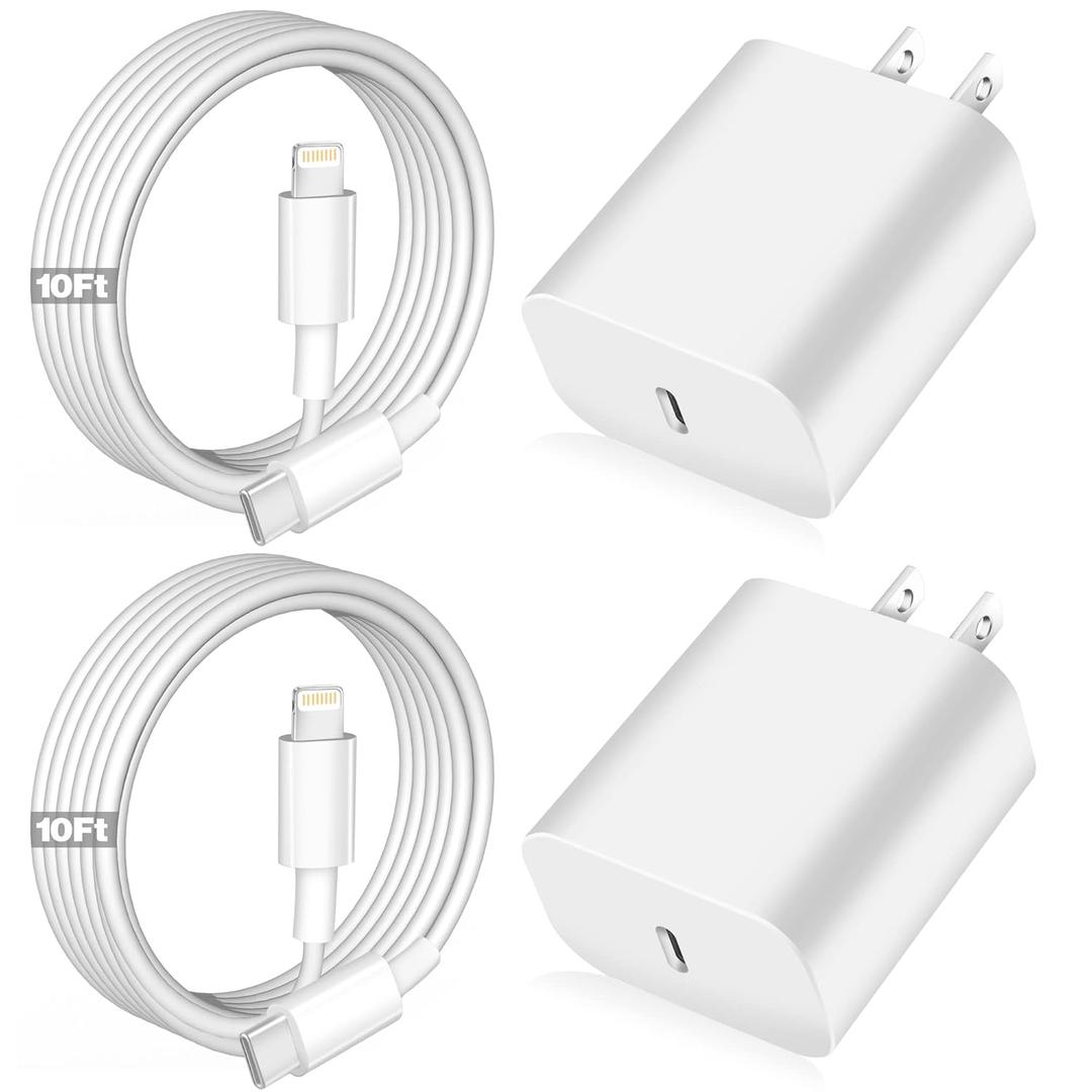 iPhone Fast Charger,Apple Charger Super Quick iPhone Charger Fast Charging,2Pack 10FT Long Type-C to Lightning Cable Cord USB C Wall Charger Block Adapter for iPhone 14 13 12 11/13Pro Max/12Mini/XS/XR (White)