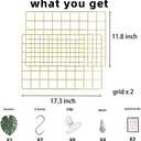Grid Wire Board,for Memo Picture Panel Wall Decoration for Room Office Mat Photo Hanging Art Display Frames Desk Storage Organizer,17.3" x 11.8"(2Pack) (Gold)