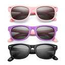 COASION Kids Polarized Sunglasses Set TPEE Rubber Flexible Shades for Girls Boys Age 3-9 Sunglasses 3 Pack (Pink/ Grey + Purple/ Grey + Matte Black/ Grey)