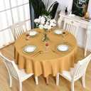 Gold Round Tablecloth Waterproof Stain Resistant Wrinkle Free Table Cloth 210GSM Polyester Washable Wipeable Table Cover for Party, Banquet, Wedding, Indoor and Outdoor use (60 inch, Circle)