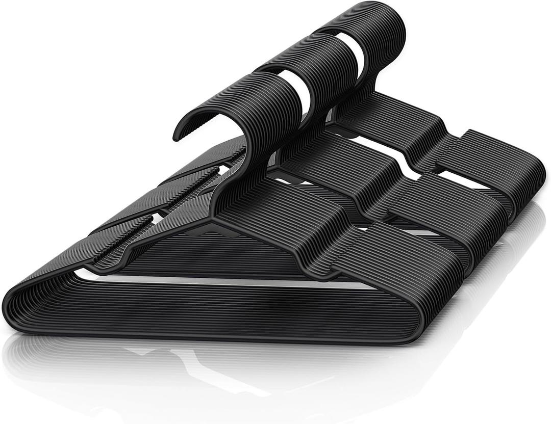 VTRIN Baby Hangers 60 Pack Large Capacity Hard Plastic Kids Hangers Suitable for All Clothes of Infant and Toddler, Such as Short, Shirts and Thick Coats, for Kids Clothes Black