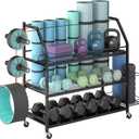 Weight Rack for Dumbbells - Home Gym Storage Rack - Dumbbell and Weight Organizer with 4 Flexible Wheels and Unique Storage on Both Sides