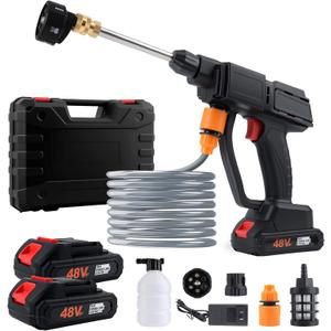 Cordless Pressure Washer, Portable Car Pressure Washer with 6-in-1 Nozzle, Handheld High-Pressure Water Spray Gun, Battery Power Car Cleaner Machine Tool for Car, Wall, Fence, Floor, Garden Cleaning