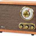 Victrola Willow  Retro Wood Bluetooth Radio with Built-in Speakers: Elegant & Vintage Design, Rotary AM/FM Tuning Dial, Bass & Treble Control, Wireless Streaming (Walnut)