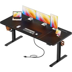 Huuger 63 X 24 Inch Electric Standing Desk with Power Outlets, 63 x 23.6 inch