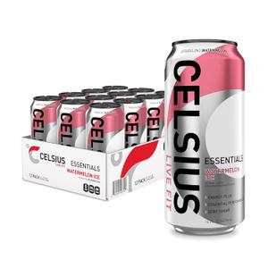 CELSIUS ESSENTIALS Sparkling Watermelon Ice, Sugar Free Performance Energy Drink, 16 Fl Oz (Pack of 12)