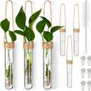 Baderke 6 Pack Plastic Hanging Propagation Vases Wall Planters Hanging Plant Propagation Station Flower Vase for Hydroponic Office Garden Flower Decor Lover Gift (Natural Color)