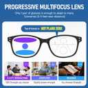PUBOWT 2-Pack Progressive Multifocus Reading Glasses for Men Women Blue Light Readers Spring Hinge No-Line Near Range PT2013 Black+Blue（Workspace for Near Range +2.5 Strength)