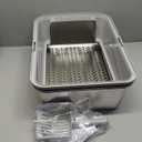 Stainless Steel Sifting Litter Box for Pine Pellets, Sifting Cat Litter Box with Sifter, High Side for Small Cats, Anti-Leakage, Odor Control, Includes Scooper, 17.7" x 13.8" x 11"