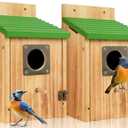 2 Pack Bird Houses for Outside Clearance with Copper Guard, Cedar Bird House Outdoor, Bluebird Finch Swallow Wren Chickadee Assembly Required,Lacquer Finished,Outdoor 5 Years Usage