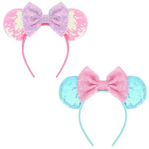 DRESHOW Mouse Ears Bow Headbands Glitter Party Decoration Cosplay Costume for Women