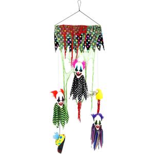 Haunted Hill Farm Animatronic Scary Floating Clown Heads with Touch Activated Lights and Sound, Battery-Operated Indoor or Covered Outdoor Halloween Decoration