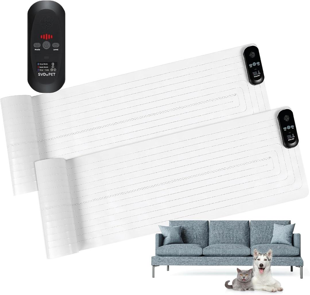 SVD.PET 2-Pack Pet Training Mat with Tester, Pet Shock Pad, Dogs & Cats Electronic Repellent mat for Indoor, 3 Training Modes, 5 Levels, Pet Safe Mode (Black controller 60" X 12")