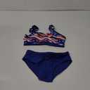 Girls Swimsuit Double Strap High Waist Sporty Bikini Swimsuits Swim Cover Up Skirt 3 Piece Set (9-10 Years, Red+blue 4th of July)