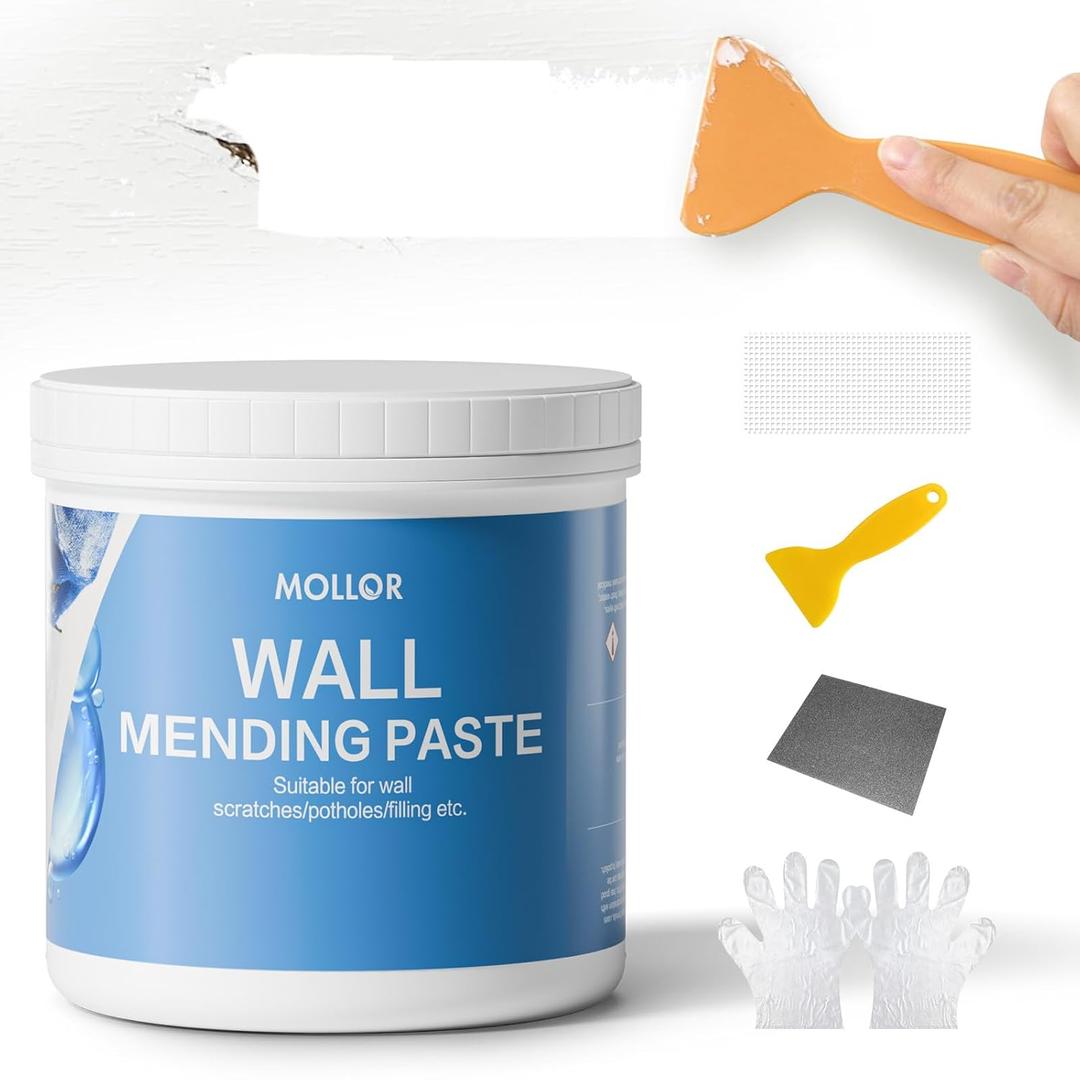 Drywall Repair Kit - Wall Patch & Spackle Paste with Scraper - Quick & Easy Wall Mending Solution - White Repair Putty (32oz/1KG)