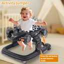 Baby Walker, Baby Walker with Wheels, 3 Adjustable Heights Reinforced Frame 4 Modes Push Walker & Jumper, Music Lights Anti-Rollover Speed Height Adjustment Toddler Activity Walker for 6-18 Months Old