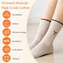 Tucnoeu 5 Pairs Womens Ruffle Socks, Embroidery Bow Casual Socks, Fashion Cotton Ruffle Ankle Socksm, Cute Knit Lettuce Trim Dress Socks