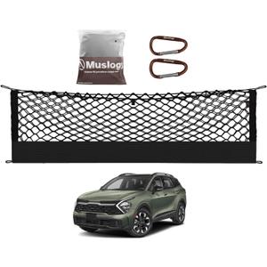 Muslogy Truck Bed Cargo Net Trunk Netting Compatible with 2023 2024 2025 2026 Kia Sportage Accessories, Pickup Cargo Organizer SUV Sedan Storage Net w/Heavy Duty Carabiners