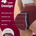 INNERSY Period Underwear for Women High Waisted Leak-Proof Postpartum Menstrual Panties 3-Pack (Rose Print, 4X-Large)