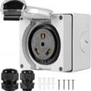 30Amp RV Power Outlet Box,125Volt Outdoor Receptacle Box 220V,Outdoor Weatherproof for RVs, Generators, Welders,Electric Vehicles&Welding Machines,ETL Listed. (NEMA TT-30R Receptacle)