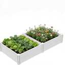 8'x4'x12 Large Vinyl Raised Garden Bed | Screwless Modular Planter Box with Open Bottom | Rust-Proof Outdoor Above Ground Bed for Vegetables, Herbs, Flowers & Whelping Pen, 8'Lx4'Wx12"H