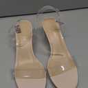 DREAM PAIRS Women's Open Toe Ankle Strap Low Block Chunky Heels Sandals Party Dress Pumps Shoes,Size 11,Nude/Clear,Carnival