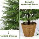 ENVEN 3FT Prelit Artificial Cedar Christmas Tree with Lights Plug in Power, Faux Cedar Potted Christmas Tree in Decorative Wicker Basket, Realistic Indoor Outdoor Holiday Decoration