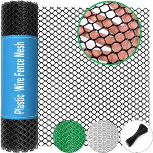 Plastic Wire Mesh Fence Black 15.7IN x 20FT Roll - Ideal for Plants, Poultry, Dog Barrier & Gardening - 0.3" Hole Durable Plastic Chicken Wire Mesh - Versatile Fencing & Garden Netting Solution