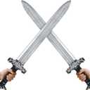 2pcs Toy Sword Roman Sword Halloween Cosplay Medieval Knight Accessory Silver Gold