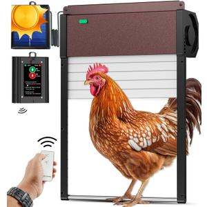 Automatic-Chicken-Coop-Door-Solar-Powered Auto Chicken Door with Remote Light Sensor Mode Anti-Pinch Function (DarkRBC-001)