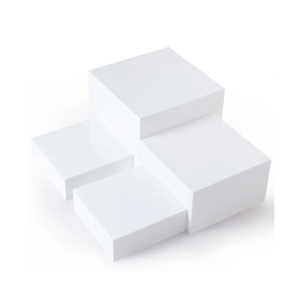 Set of 8 Acrylic Cube Display Box Risers Food Buffet Riser For Table, Retail Showcase, Catering, Cakes, Collectibles, Toys, Jewelry, Cosmetics, Crystal Decor Container, Stackable Nesting Stands - White