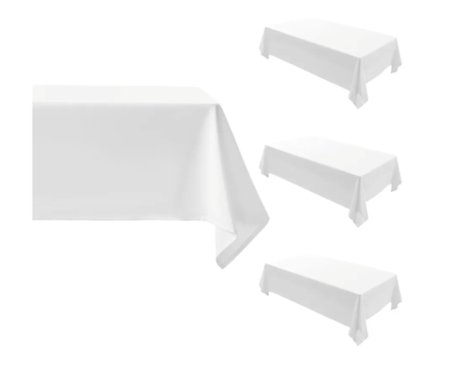 Comfonew 4 Pack Peacock White Rectangle Tablecloth - 60 x 84 Inch Fabric Table Cloth, Waterproof and Wrinkle Resistant Washable Polyester Table Cover for Dining Table, Buffet Parties and Camping