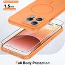 FNTCASE for iPhone 14 Pro Max Case Orange: [Compatible with Magsafe] Solid Matte 14 Pro Max Magnetic Phone Cover with [Full Camera Protection] [Screen Protector] Military Grade Shockproof Protective