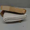 100% French Flax Linen Tablecloths Scalloped Embroidery Rectangle 132Lx60W Inch for Dinners, Parties, Spring, Machine Washable, 12-14 Sets, Linen(Edges-Gold)