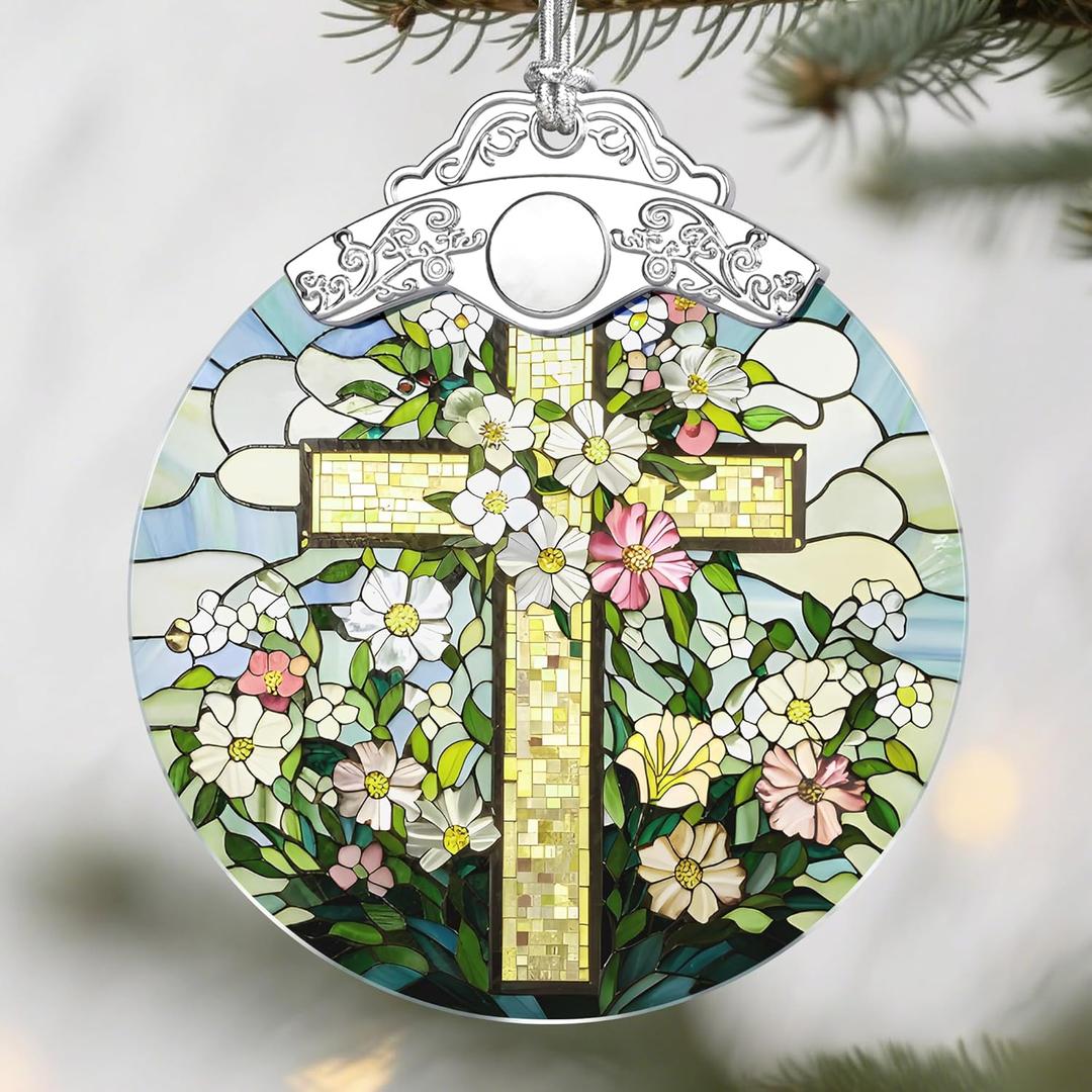 Christian Cross Christmas Ornaments: Christmas Tree Ornaments, Jesus-Themed Holiday Decor, Easter Faith Cross Gift, Stocking Stuffers, Gift Ideas, Religious Gifts & Christian Gifts