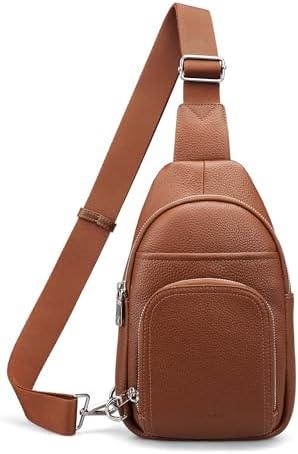 befen Genuine Leather Small Crossbody Sling Bags for Women Anti-Theft Fanny Packs Chest Bags Purse with Built in RFID Wallet