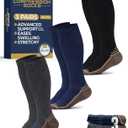 Pembrook 3 Pairs Copper Compression Socks for Men 20-30 mmHg, Support for Running Athletic Cycling Hiking, Good for Edema and Varicose Veins Black, Dark Gray, Navy