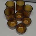 Hewory Glass Tealight Candle Holder: 8 Pcs Amber Votive Candle Holders Tea Lights Candle Holder, Ribbed Tea Light Holders Fall Decorations for Thanksgiving Table Centerpiece Wedding Party Home Decor
