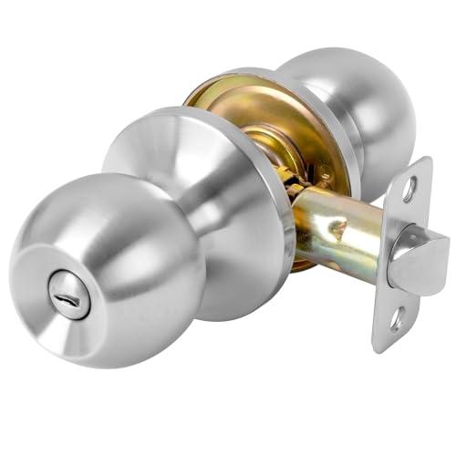 RAFECIEE Privacy Door Knob Keyless Door Knobs Interior with Lock Bathroom Door Knob with Lock Satin Nickel Doorknob