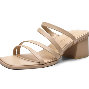 DREAM PAIRS Women's Strappy Heels Block Open Toe Low Heel Chunky Mules Sandals Dress Shoes, Size 38