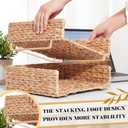 Yeaqee 4 Pcs Stackable Water Hyacinth Letter Tray, 13.4" L x 10" W x 2.4" H A4 File Paper Organizer, Woven Desk Storage Mail Basket for Office Home Magazine Document