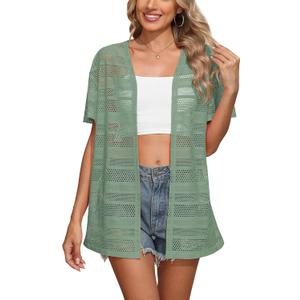 LILBETTER Womens Summer Lightweight Cardigan Short Sleeve Open Front Casual Loose Cover Ups 2025 (M)