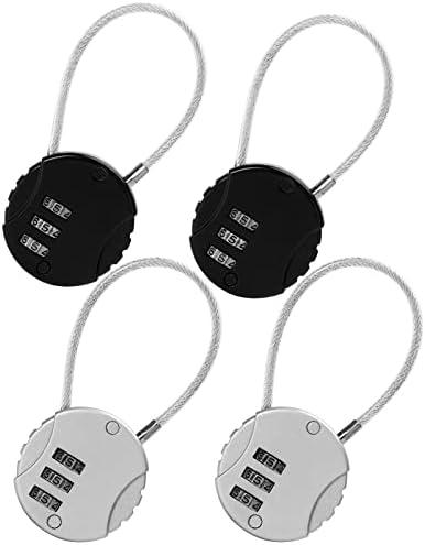 2 Pack 3-Digit Combination Lock Waterproof Padlock Outdoor Mini Wire Rope Combination Lock for Backpacks, Trolley Cases, Gym Lockers, Fence