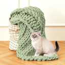 Admitrack Chunky Knit Blanket Throw, 100% Hand Knit Chenille Throw Blanket for Sofa & Home Decor, Soft and Cozy Knitted Throw Blankets (Sage Green, 60"x80")