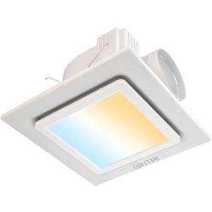 Bathroom Exhaust Fan with Light, 10 x10 IN Panel, Mounting Opening 8x8 IN,Upgraded Quiet Square Vent Fans with LED Light,118 CFM, for Bathroom, Office, Home(4 Inch Air outlet)
