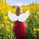 Angel Wings and Halo Adult Feather Angel Wings Costume for Women Halloween Cosplay Costumes (White)