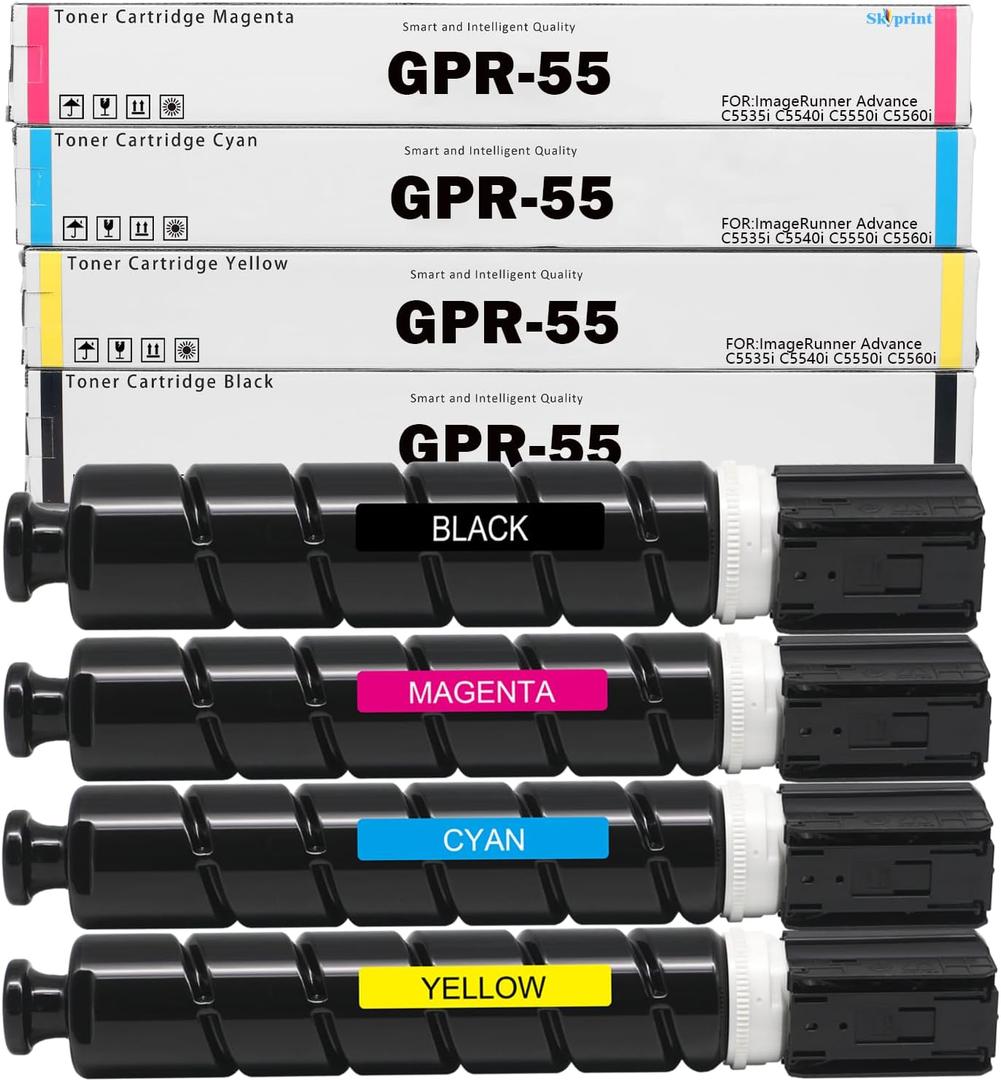 GPR55 GPR-55 High Yield Toner Cartridges Compatible with Canon | GPR55 GPR-55 Replacement for Canon imagerunner advance C5535i C5540i C5550i C5560i Printers.Black Cyan Magenta Yellow