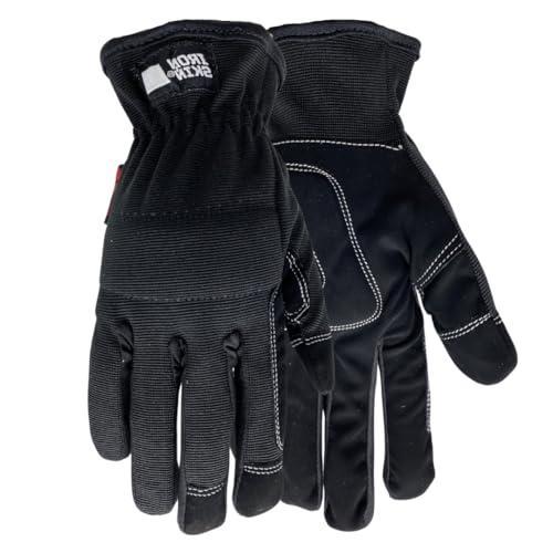 Red Steer 170 Ironskin Synthetic Leather Palm Gloves, Black, Shirred Elastic Cuff, Slip Fit Design, Size XL 