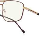 RB.Pilot Reading Glasses for Men Square Double Bridge Blue Light Blocking Computer Readers (Coffee)