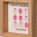Strawberry Decor Kitchen Sign for Shelf, Strawberry Wood Sign for Tiered Tray Decor Summer Home Decoration 6”x6" (Fruit Market Strawberry)